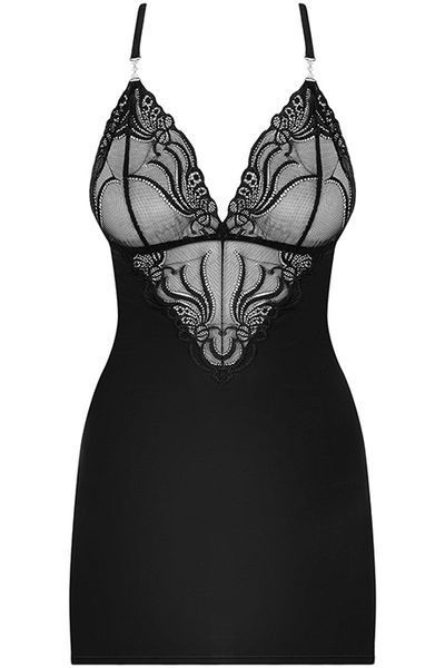 Сорочка подчеркивающая декольте Obsessive 828-CHE черный S/M 52402 фото