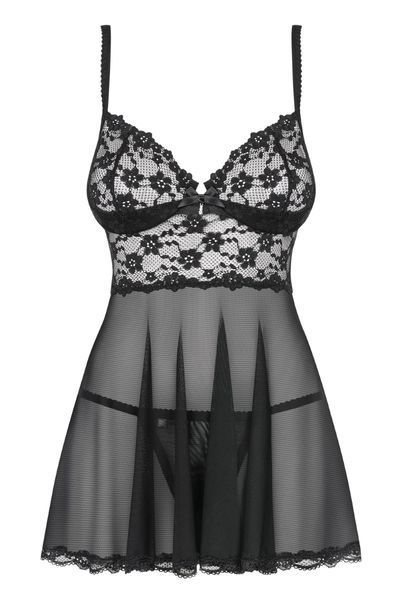 Повітряний ажурний бебідол Obsessive Letica babydoll чорний L/XL 78277 фото