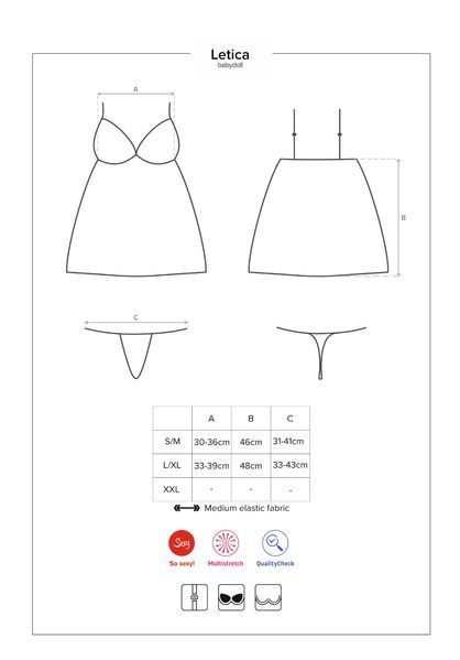 Повітряний ажурний бебідол Obsessive Letica babydoll чорний L/XL 78277 фото