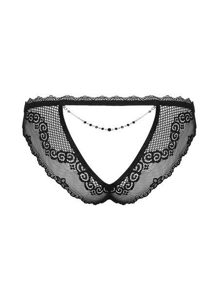 Трусики з ланцюжком Obsessive Millagro panties чорний S/M 86263 фото