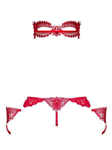 Красный комплект с маской на глаза Obsessive Hetea set красный S/M 83122 фото