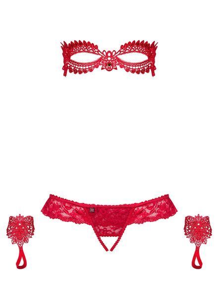 Красный комплект с маской на глаза Obsessive Hetea set красный S/M 83122 фото