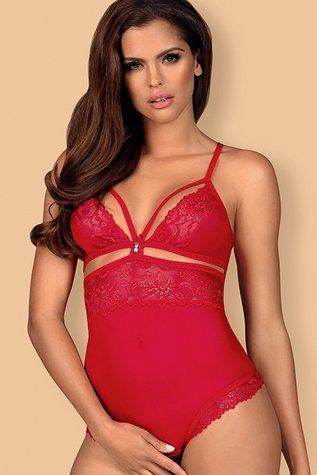 Боді з відкритим низом для кохання Obsessive 838-TED-3 Red червоний S/M 77718 фото