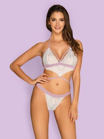 Боді з ажурного мережива Obsessive Lilyanne teddy білий S/M 86267 фото