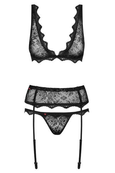Эротический комплект с фигурными краешками Obsessive Emperita set черный S/M 21647 фото