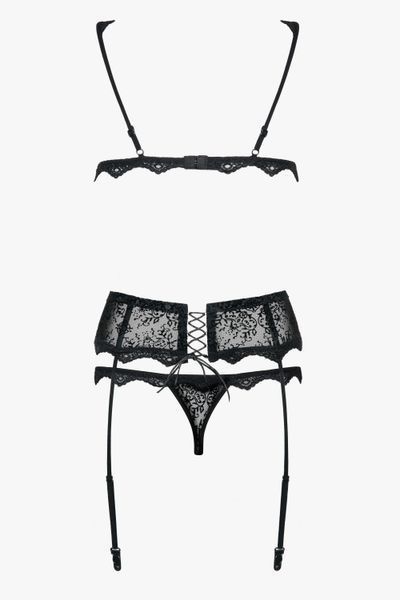 Эротический комплект с фигурными краешками Obsessive Emperita set черный S/M 21647 фото