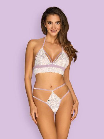 Ажурний комплект Obsessive Lilyanne set білий S/M 86268 фото