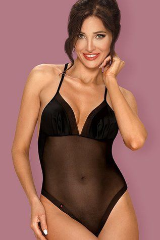 Боді з оригінальною спинкою Obsessive Alifini teddy чорний S/M 86130 фото