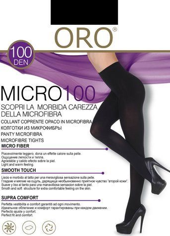 Теплі та комфортні колготи Oro Micro 100 den чорний XXL 83885 фото