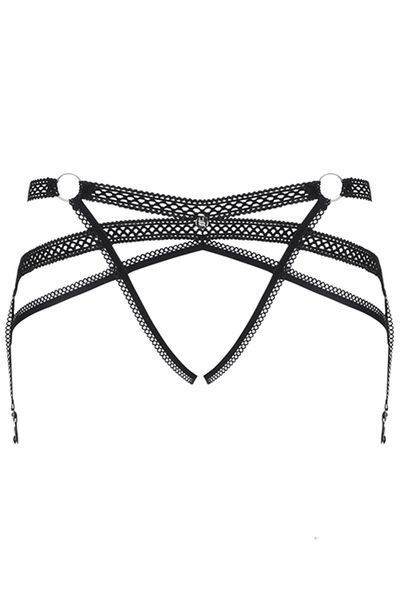 Откровенный пояс-трусики Obsessive Darkie garter belt черный S/M 78154 фото