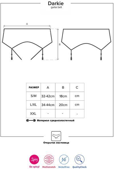 Откровенный пояс-трусики Obsessive Darkie garter belt черный S/M 78154 фото