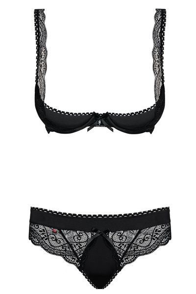Пикантный набор с открытой грудью Obsessive Miamor set черный S/M 11898 фото