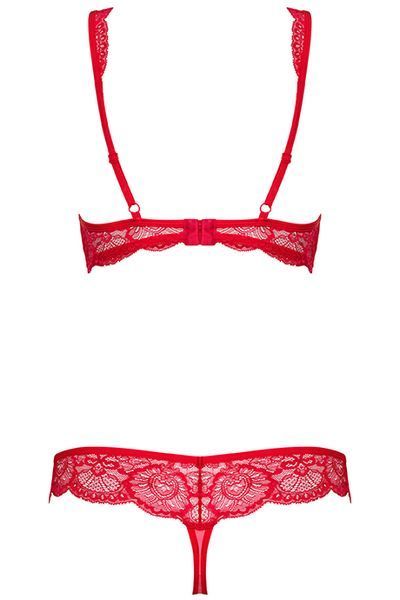 Еротичний мереживний комплект Obsessive 853-SET-3 червоний S/M 78131 фото