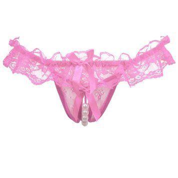 Трусики с искусственным жемчугом- Pink розовый One Size 67841 фото