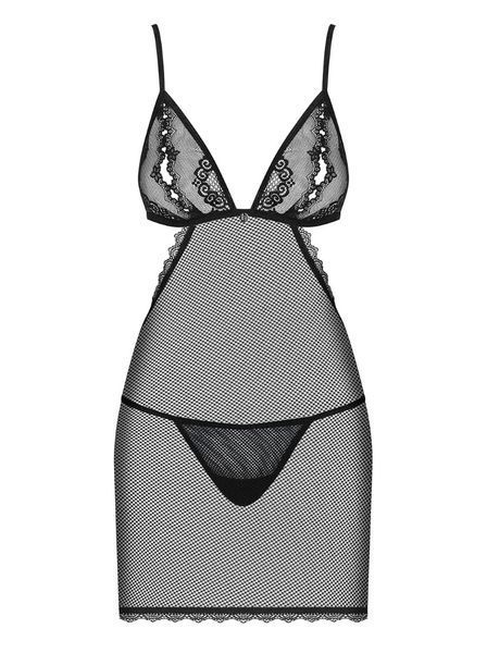Рубашка у сітку Obsessive Millagro chemise чорний S/M 86273 фото