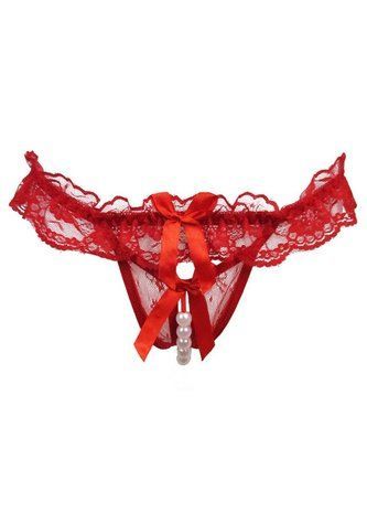 Трусики с искусственным жемчугом Red красный One Size 37070 фото