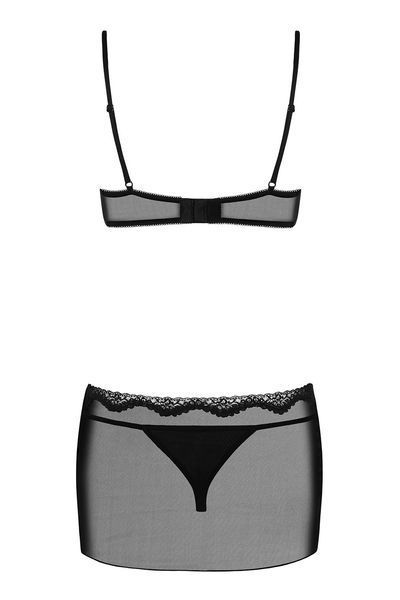 Прозора сорочка у стилі тедді Obsessive Picantina chemise чорний S/M 11856 фото