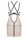 Сорочка з контрасними смужками Obsessive Nudelia chemise бежево-чорний S/M 86275 фото 3