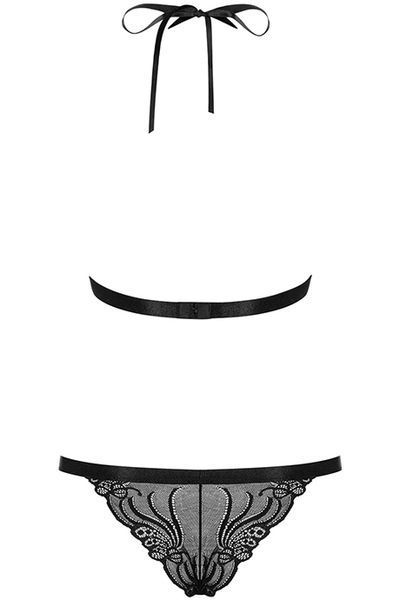 Еротичний бюстик та стрінги Obsessive 828-SET чорний L/XL 52406 фото