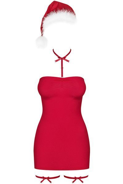 Новорічна жіноча сорочка Obsessive Kissmas chemise червоний S/M 84467 фото