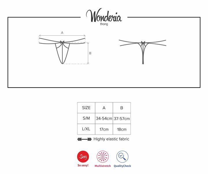 Стринги с двойным пояском Obsessive Wonderia thong черный L/XL 24132 фото