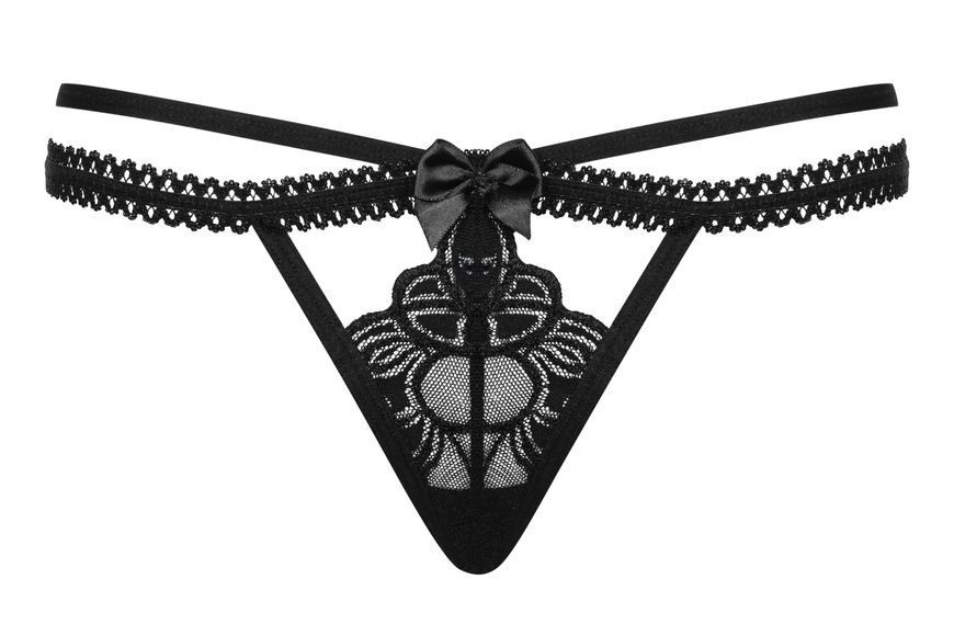 Стринги с двойным пояском Obsessive Wonderia thong черный L/XL 24132 фото