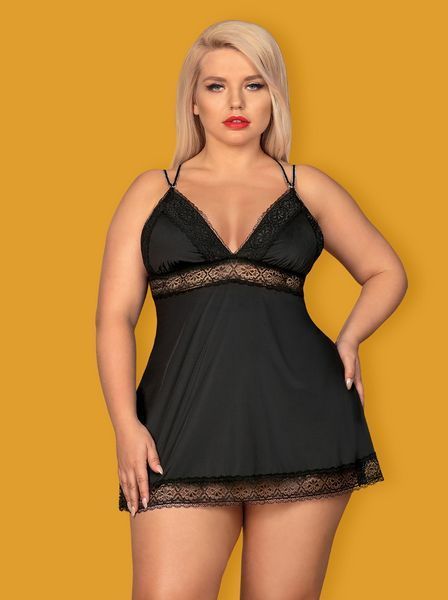 Розкішний бебідол Obsessive Lolitte babydoll чорний XXL 77891 фото