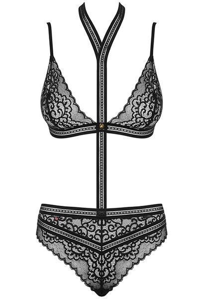 Мереживне боді-бразиліана Obsessive Ailay body чорний S/M 78117 фото