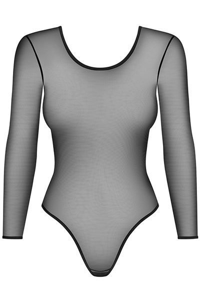 Прозоре боді з рукавами Obsessive B124 чорний S/M 84130 фото