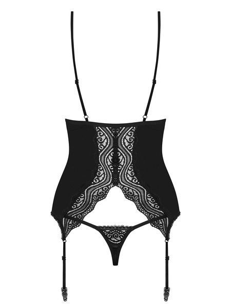 Атласний корсет із підв'язками Obsessive Diyosa corset чорний S/M 85478 фото