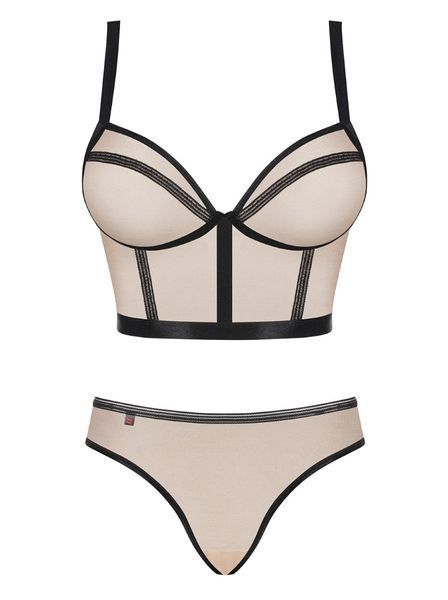 Комплект с мягким топиком Obsessive Nudelia top бежевый S/M 86276 фото