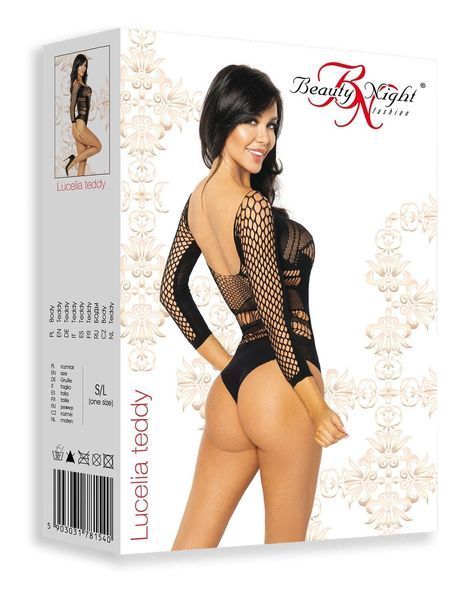 Боді з відкритою спинкою Beauty Night Lucelia teddy чорний S/M/L 85874 фото