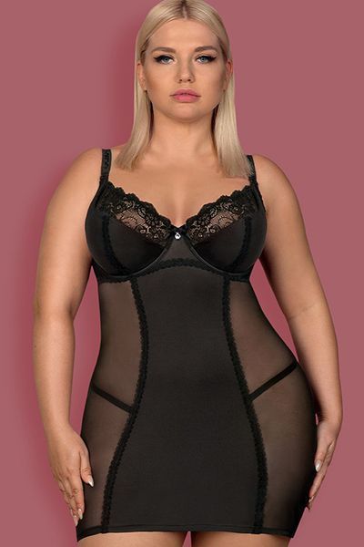 Стройна сорочка Obsessive Amallie chemise чорний S/M 84780 фото