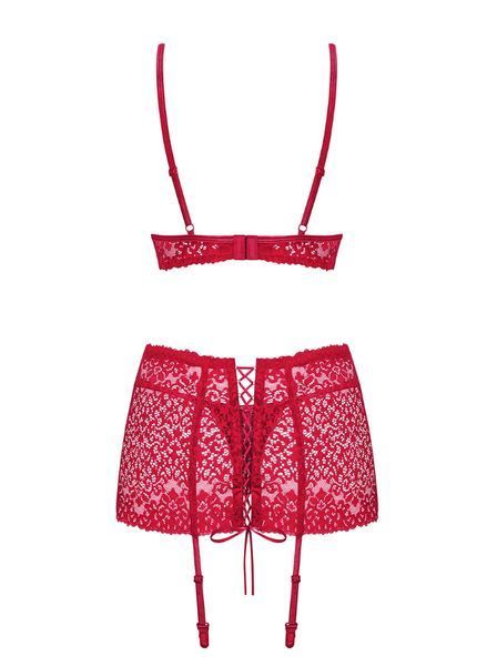 Комплект с широким поясом Obsessive Lividia set красный S/M 83218 фото