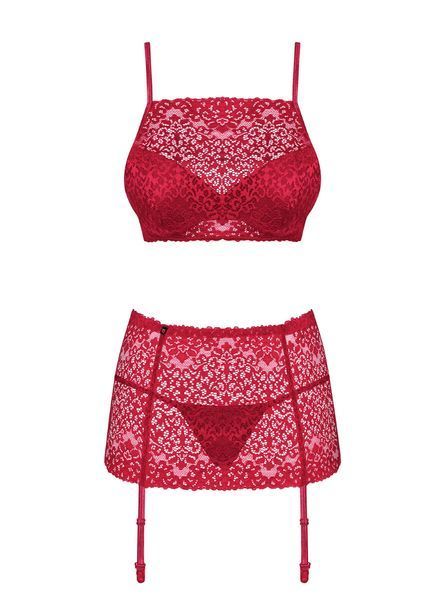 Комплект с широким поясом Obsessive Lividia set красный S/M 83218 фото