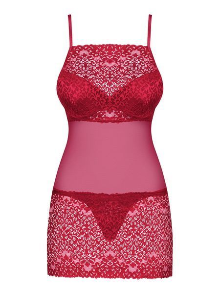 Сексуальна жіноча сорочка Obsessive Lividia chemise червоний S/M 83219 фото
