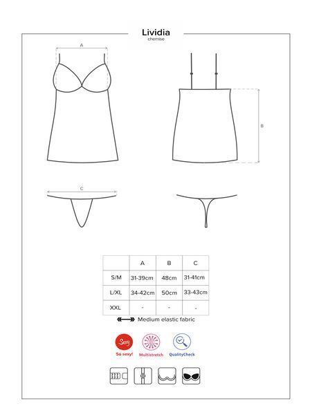 Сексуальна жіноча сорочка Obsessive Lividia chemise червоний S/M 83219 фото