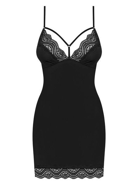 Жіноча сорочка, що обтягує, Obsessive Diyosa chemise чорний S/M 85479 фото