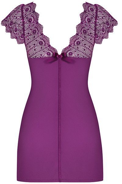 Сексуальная сорочка и стринги Obsessive Moketta chemise Purple фиолетовый S/M 84465 фото