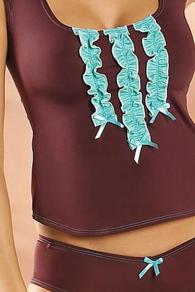 Комплект - Obsessive Gossip top коричнево-бірюзовий S/M 2275 фото