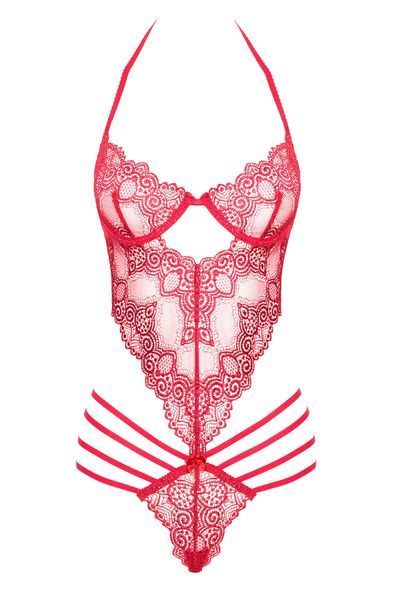 Сексуальное кружевное боди Beauty Night Denver teddy Сrerry красный L/XL 78201 фото
