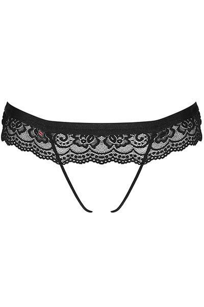 Відкриті трусики з тонких смужок Obsessive 854-PAC чорний L/XL 67762 фото