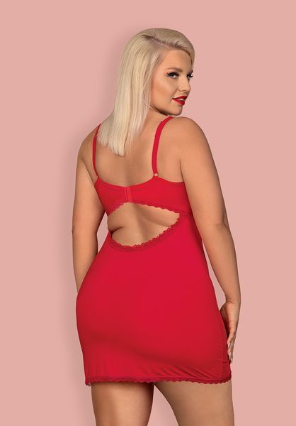 Рубашка з відкритою спинкою Obsessive Jolierose chemise червоний S/M 78263 фото