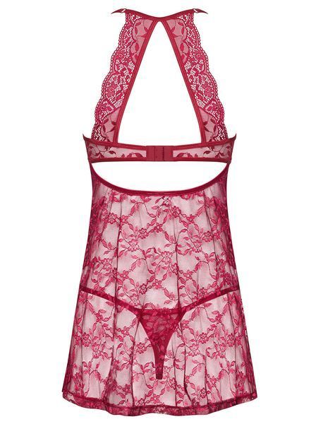 Бебідол із гіпюру Obsessive Ivetta babydoll бордовий S/M 85481 фото