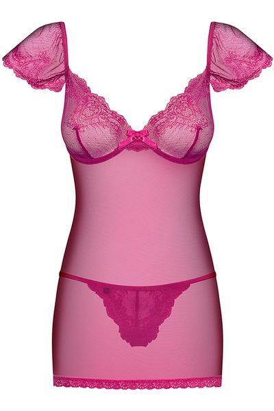 Еротичний комплект Obsessive Lillove chemise малиновий XXL 34933 фото