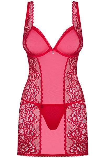 Женская сорочка со стрингами Obsessive Rougebelle chemise красный S/M 78137 фото