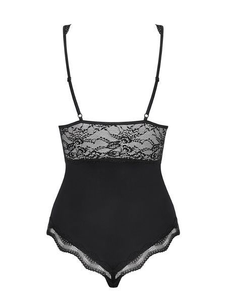 Боди с цветочным кружевом Obsessive Luvae teddy черный S/M 83432 фото