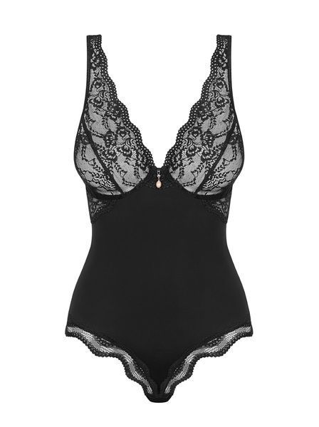 Боди с цветочным кружевом Obsessive Luvae teddy черный S/M 83432 фото