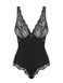 Боди с цветочным кружевом Obsessive Luvae teddy черный S/M 83432 фото 3