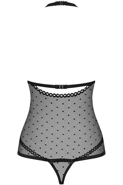Прозорий боді в горошок Obsessive 876-TED-1 Black чорний S/M 77314 фото